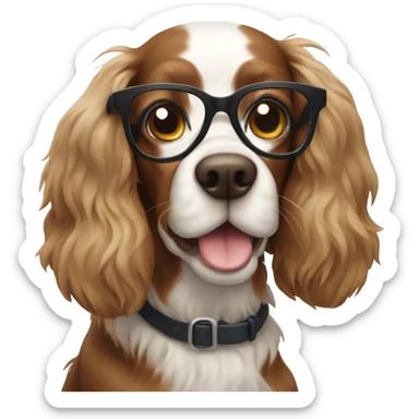Spaniel with glasses sticker