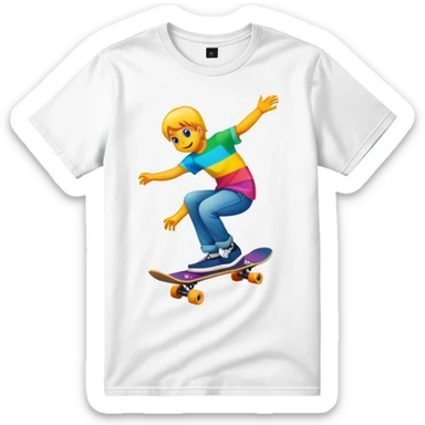 graphic tee shirt with a skateboard design sticker