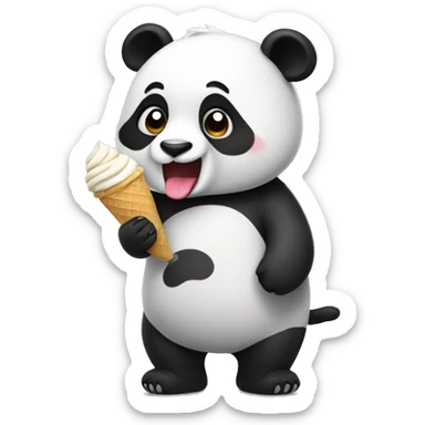 Panda eating ice cream sticker