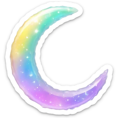 Pastel iridescent rainbow crystal crescent circle sticker