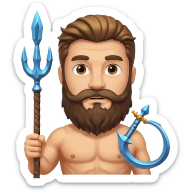 An emoji of the Greek god Poseidon. He is a strong, bearded man with a majestic expression, holding a trident. sticker