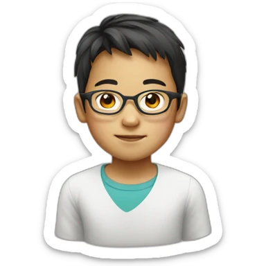 Little chinese peruvian boy with rectangular glasses sticker