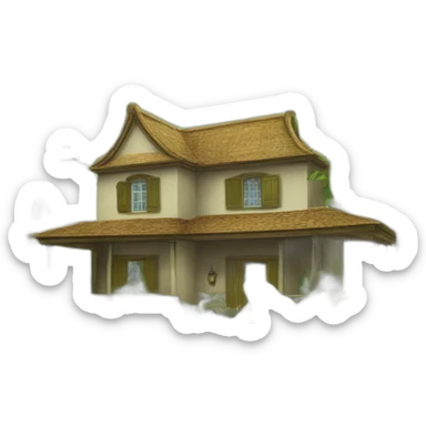 country house banana trees sticker