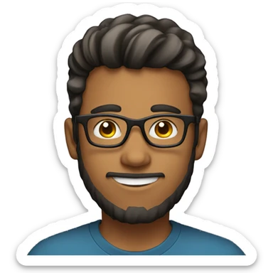 21 year old man with little beard with squared glasses with coding background  sticker