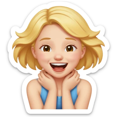 girl choking her neck laughing arms crossed and mouth open sticker