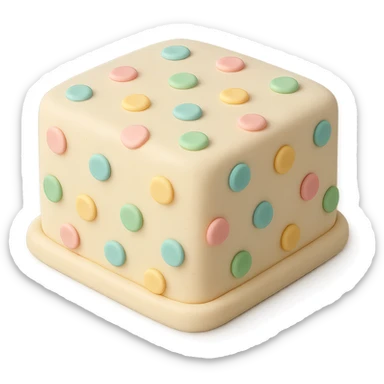 square fondant cake with polka dots sticker
