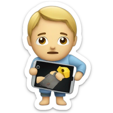 a user with a broken smartphone sticker