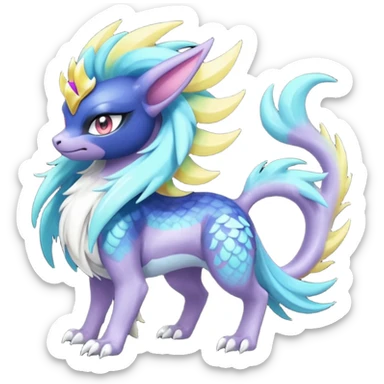 Shiny Sunny furry neon colorful scaly painted Asian pastel-gradient Absol-Meloetta-Solgaleo-Luxray-Suicune-fusion sticker
