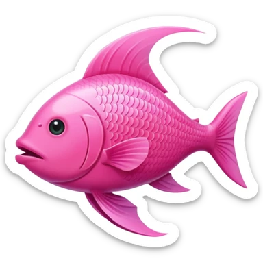 the flat side view of a pink fictional fish with a unique shape sticker