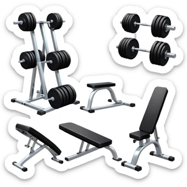 Fitness gym with dumbbells and workout equipment sticker