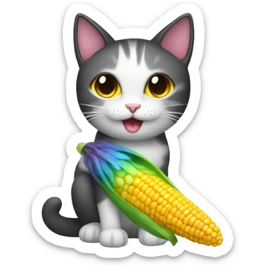 Rainbow cat with corn sticker