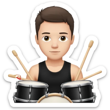 Christoph Schneider, drummer vibe, short hair, black tank top sticker