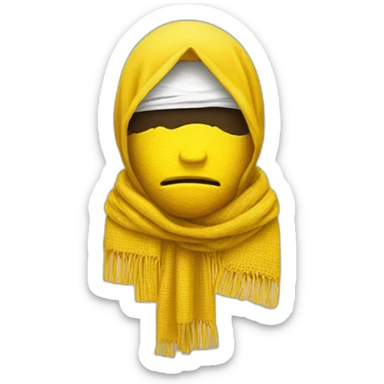 Sad yellow face emoji with shemagh  sticker