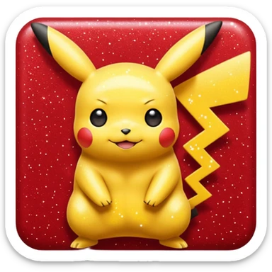 red glitter pikachu sticker