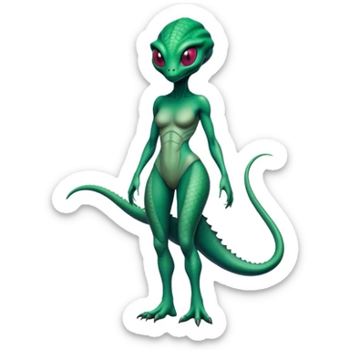 a reptilian alien woman full body sticker