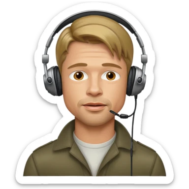 brad pitt using headphones sticker