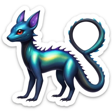 Colorful Iridescent Exotic Salandit-Aurorus-Amaura-Umbreon-Fakémon-hybrid-creature (full body)  sticker