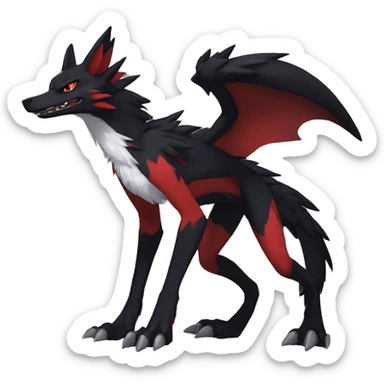 Anthro cool edgy black red nargacuga sergal animal hybrid Fakemon full body sticker