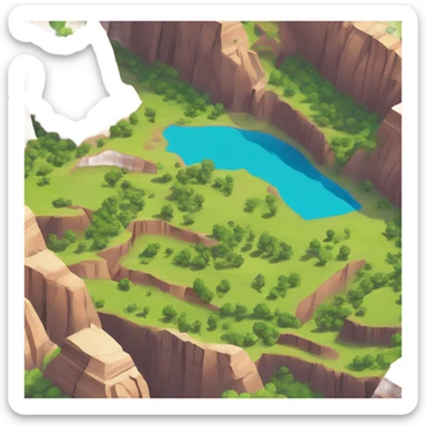 Zion National Park isometric valley view with rock formations sticker