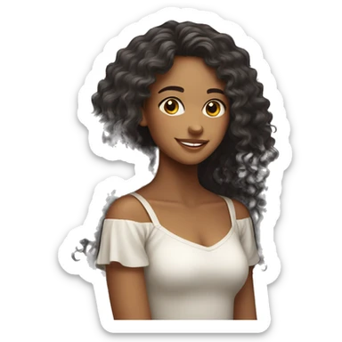 Brazilian young pretty women with a long curly hair  sticker