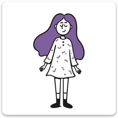 A simple sketch of a girl with flowing purple hair sticker