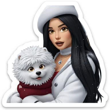 girl with dog in snow sticker