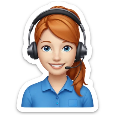 receptionist face ponytail ginger with headpset sticker