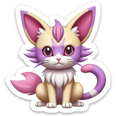 Meowth-Espeon-Skitty-Pokémon-Fakémon-hybrid-creature (full body) sticker