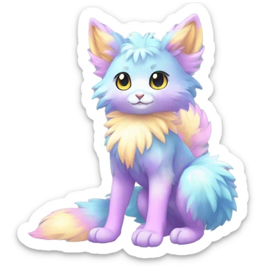 Shiny Sparkly Colorful Pastel Fluffy beautiful fantasy Kawaii Ethereal Anthro Sona Fakemon-animal Full Body sticker