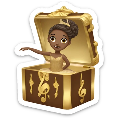  brown ballerina in a gold music box sticker