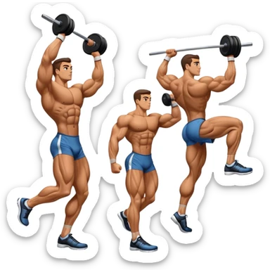 side-view bodybuilder on tip-toes performing weighted calf-raise sticker