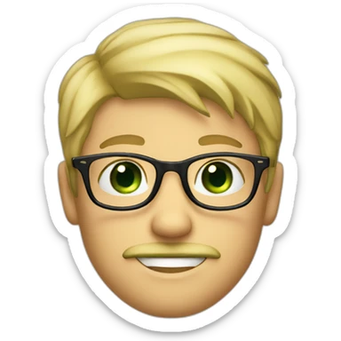 blonde boy with mustache and beard on his chin green eyes and glasses and who is winking one eye sticker