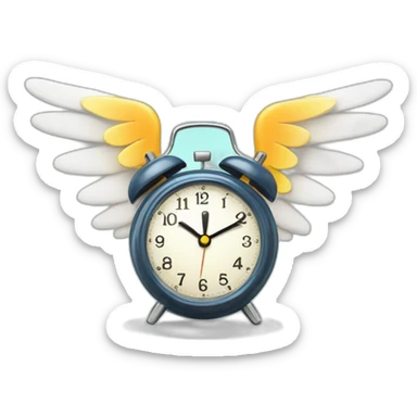 Alarm clock with wings flying sticker