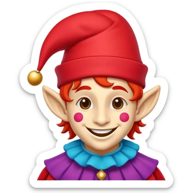 jester in colorful costume, playful and cheerful, Puy du Fou theme park emoji sticker