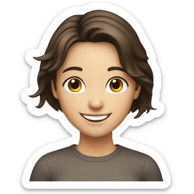 happy brunette girl with smile sticker