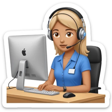 The woman working at the computer store sticker