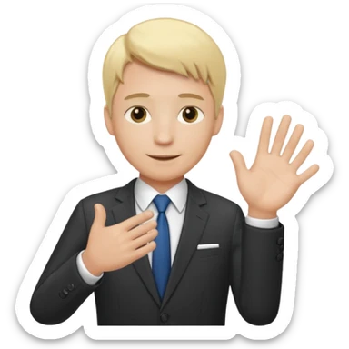 consulting man with hand with white skin and blonde hair helping sticker