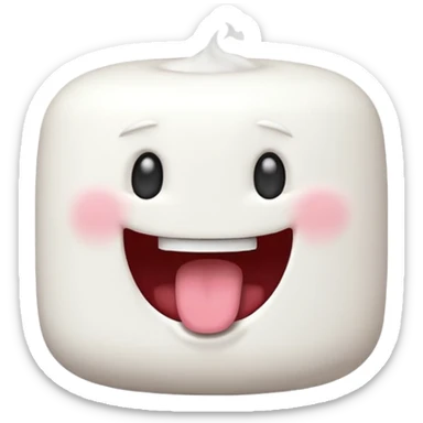 marshmallow with a big open-mouthed laugh sticker