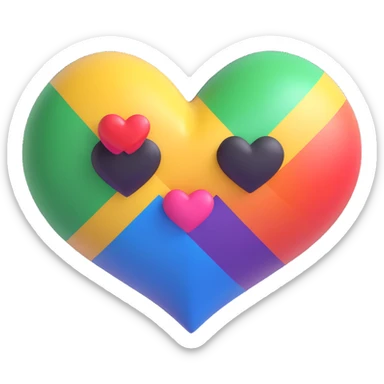 rainbow pride heart, 3D emoji style, no text sticker