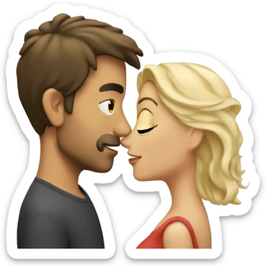Brunet man kiss blond woman  sticker