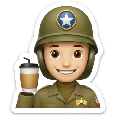 Tassae de cafe anthropomorphe style soldat americain ww2 sticker