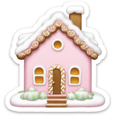 light pink and gold and white gingerbread house sticker