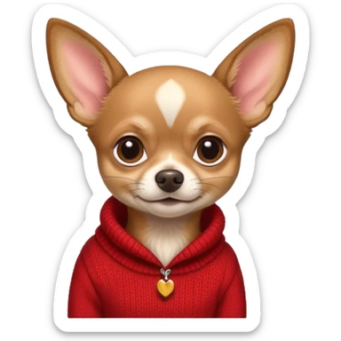 Dark Tan deer-head chihuahua sitting wearing a sweater sticker