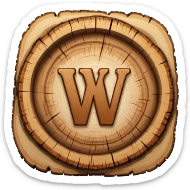 letter w inside tree rings sticker