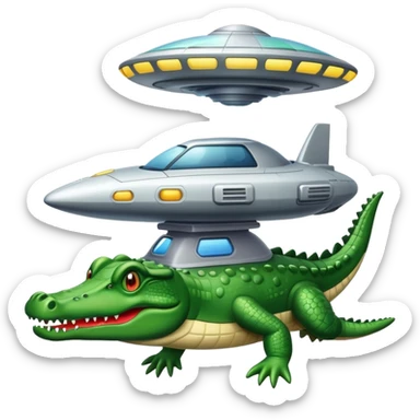 crocodile in a UFO spaceship sticker