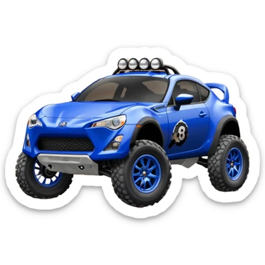2013 scion fr-s ultramarine off road 4wd monster Baja dessert racer number 86 with large silver wheels  sticker