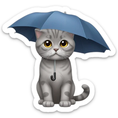 Grey Scottish fold cat with an umbrella  sticker
