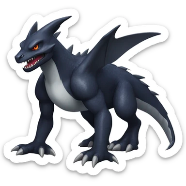 Black Cool Edgy Nargacuga-Garchomp-Sergal Fakémon with Edgy markings,  full body sticker
