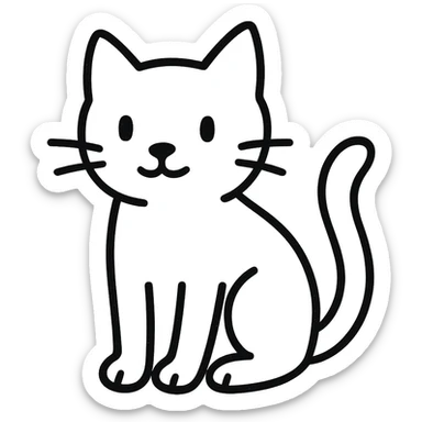 hand-drawn outlined icon of a cat, black outlines, no fill, no color sticker
