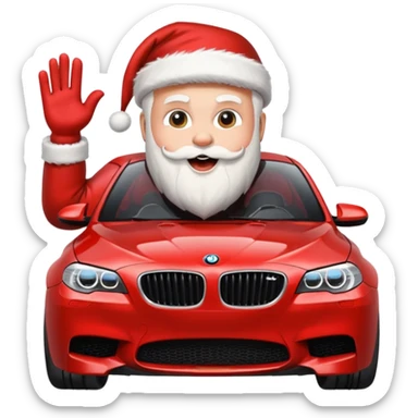 Santa with surprise,surprise is black bmw m 5 sticker